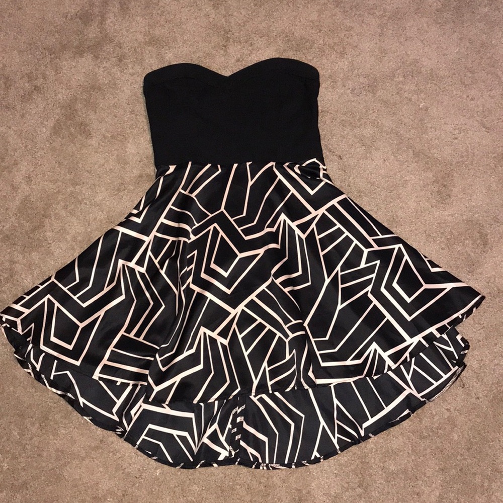 strapless party dress with detailed back